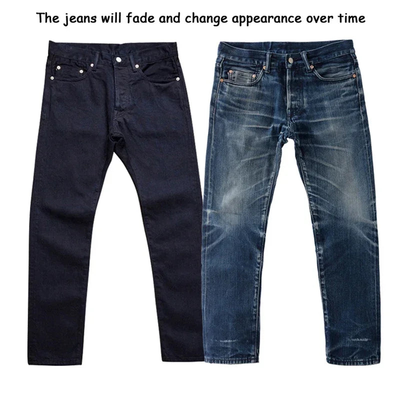 Calça Red Tornado Officer Azul-Preta Slim Reta 14oz Jeans Indigo Selvedge