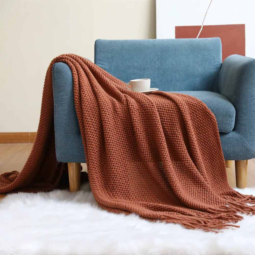 Cable Knit Khaki Throw Blanket Lightweight Knitted Jacquard Throw Blanket for Couch, Sofa, Bed, Chair, Cozy Texture Farmhouse