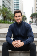 Jaqueta Masculina Esportiva Casual com Zíper e Gola Alta — Slim e...