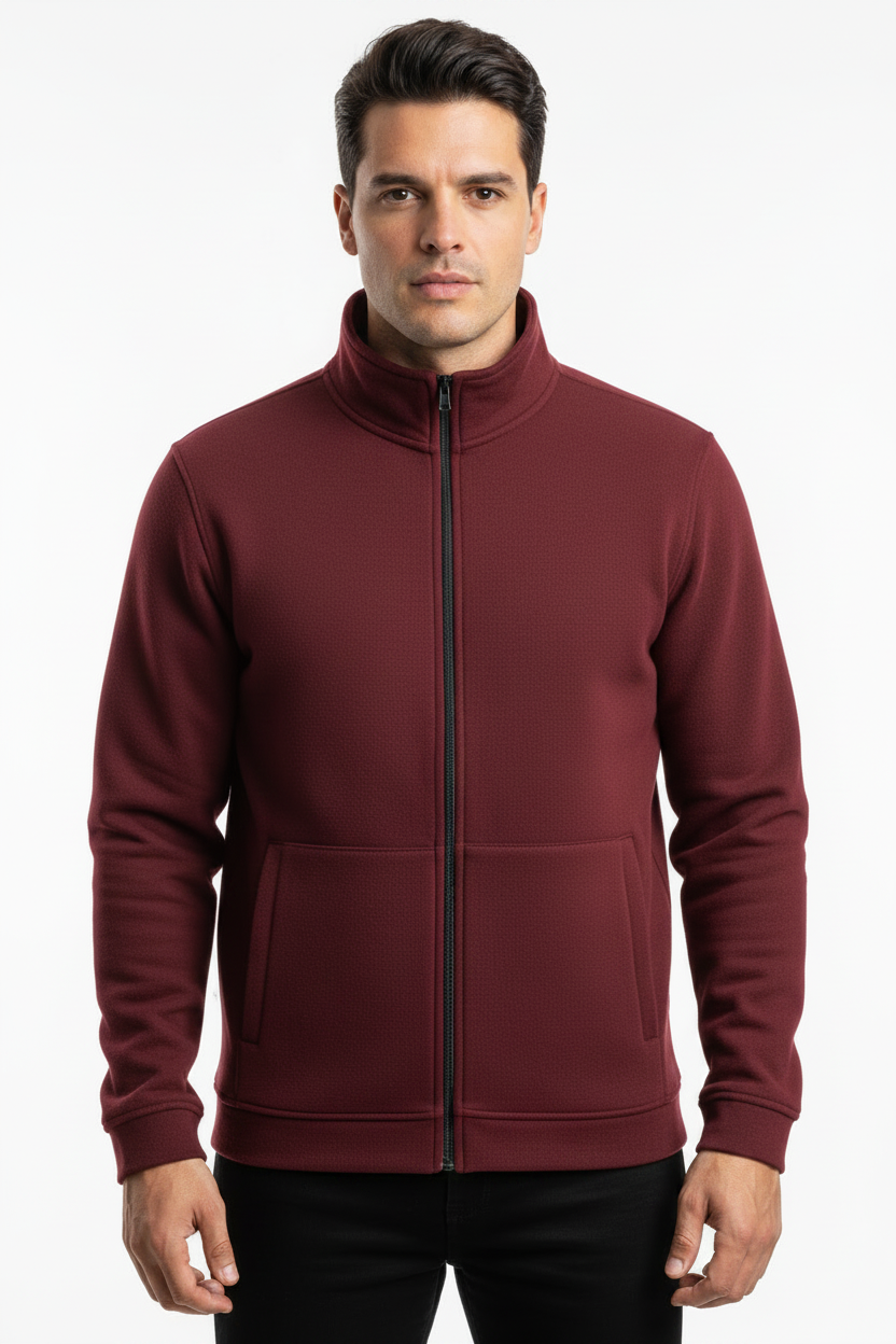 Jaqueta Masculina Esportiva Casual com Zíper e Gola Alta — Slim e...