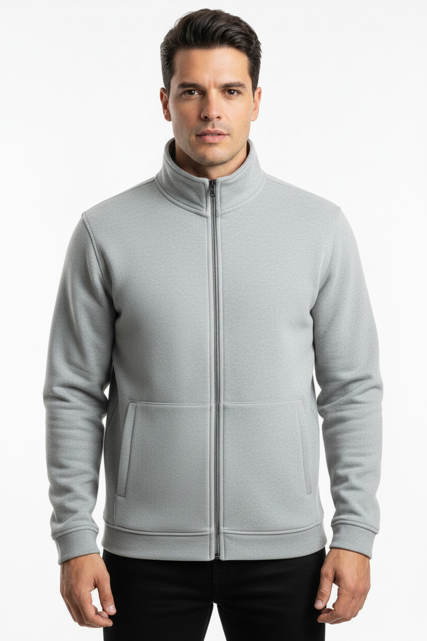 Jaqueta Masculina Esportiva Casual com Zíper e Gola Alta — Slim e...