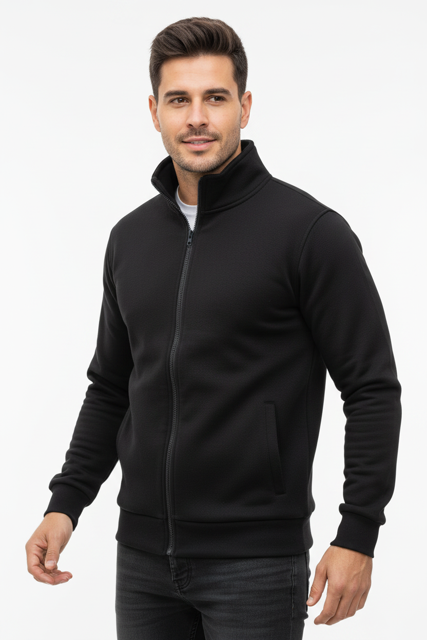 Jaqueta Masculina Esportiva Casual com Zíper e Gola Alta — Slim e...